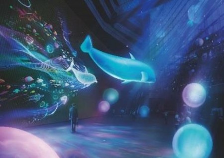 【展覧会】60m 吹き抜け大空間を6mの巨大イルカが遊泳!「光のアクアリウム」 【展覧会】60m 吹き抜け大空間を6mの巨大イルカが遊泳!「光のアクアリウム」