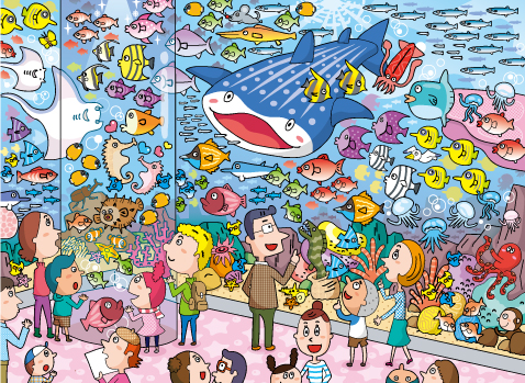 かくし絵パズルみーつけた 水族館イラスト Shareart